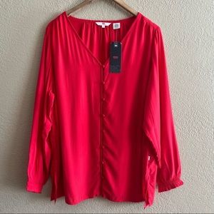 Levi’s Red Long Sleeve Blouse Top Size 1X